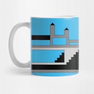 Simple Castle in Black and White on Blue Mug